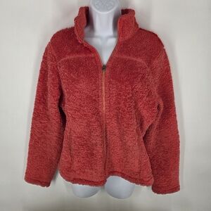 L.L.Bean Sherpa Fleece Jacket Women's Medium Terracotta Full Zip EUC